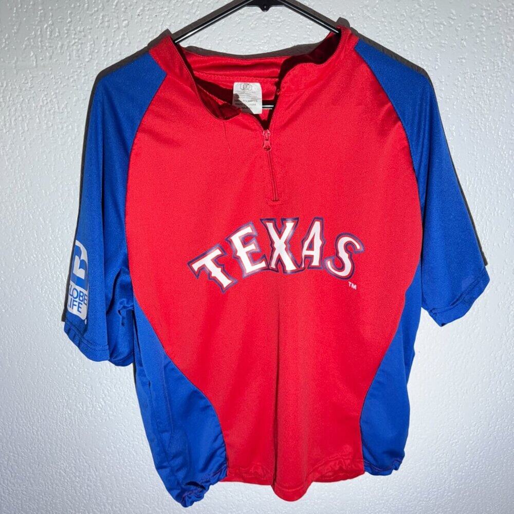 Texas Rangers MLB Quarter-Zip Warm-Up Shirt 2XL 2015 AL West Champions  Size XL